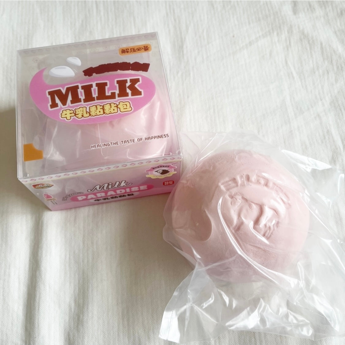 mido pink sticky milk bun squishy