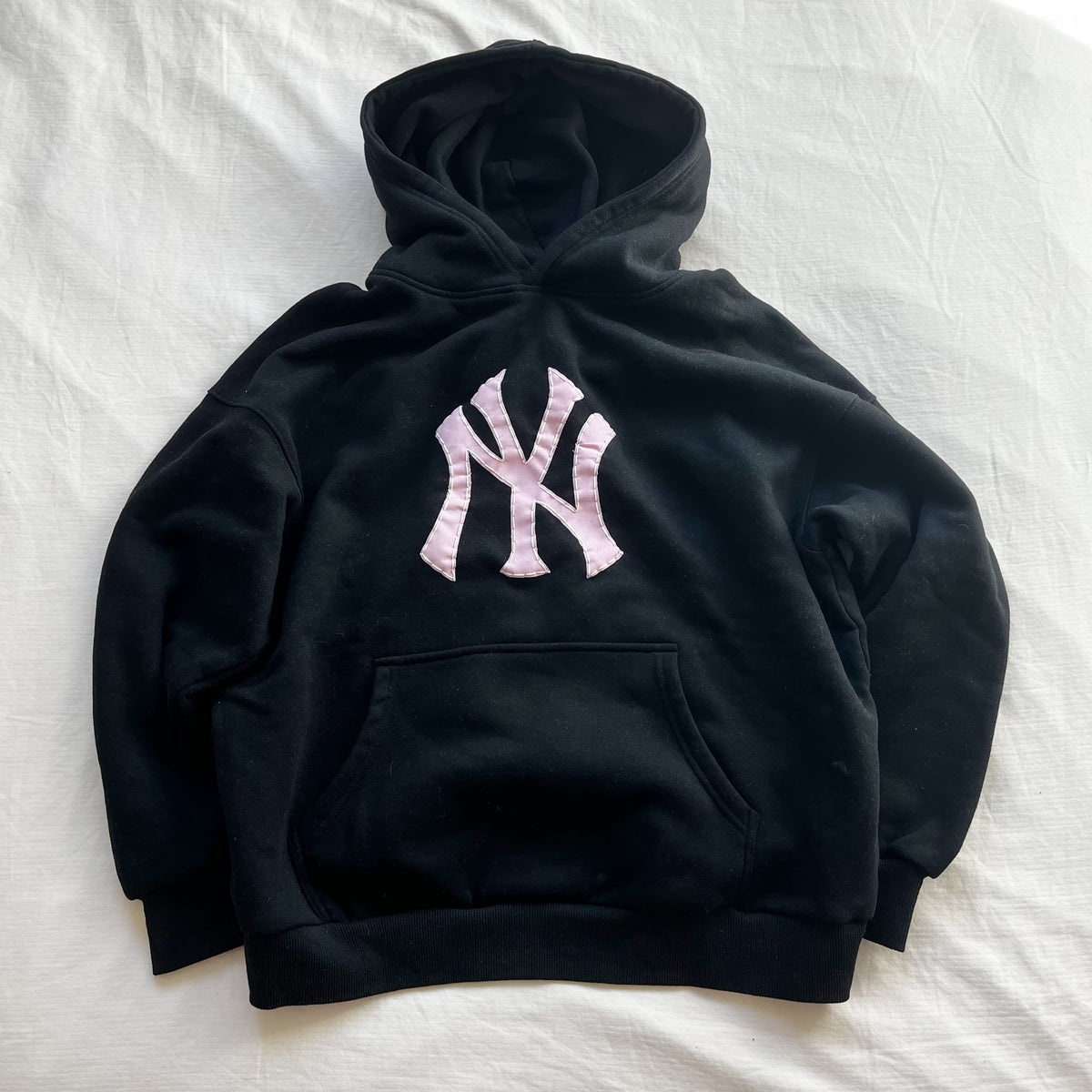 pink ny patchwork hoodie pre order